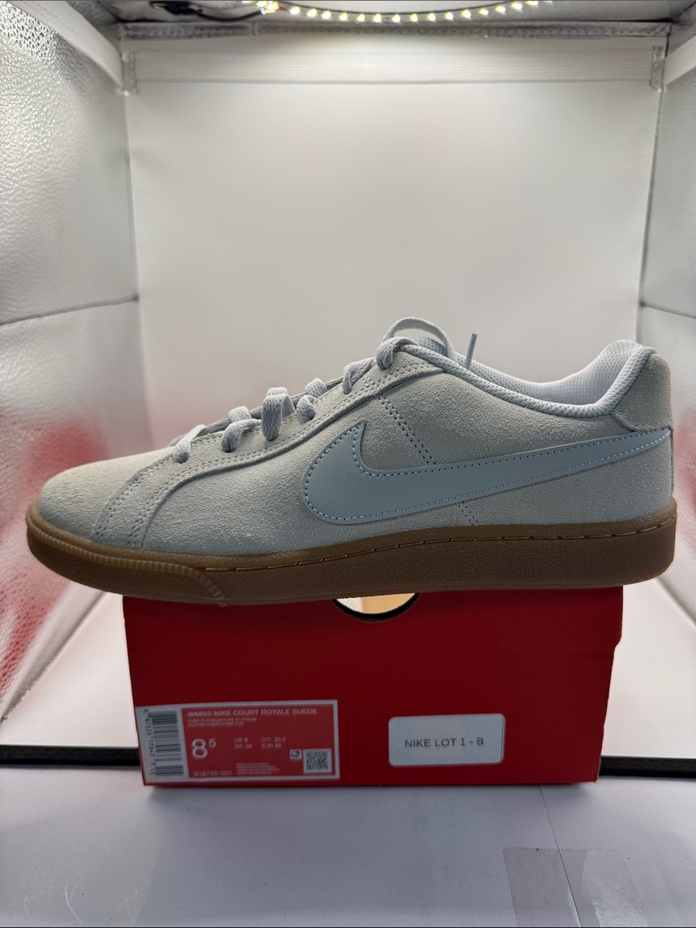 Nike Low-Top Suede Sneaker in Light Blue with Gum Sole